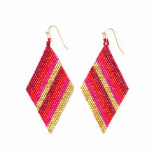 Hot Pink Frida Diagonal Ombre Stripes Beaded Earrings