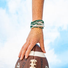 Game Day Color Block 10 Strand Stretch Bracelet Green And White