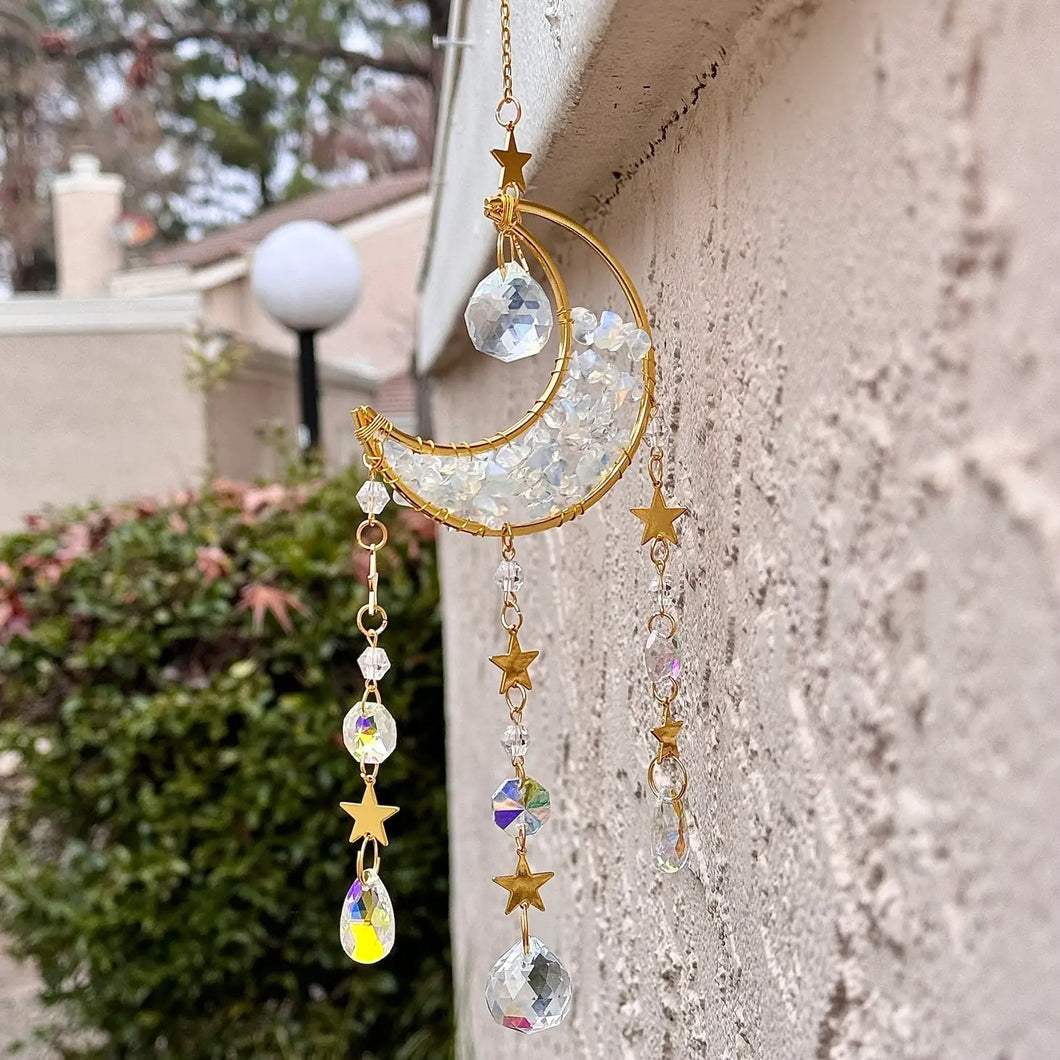 Moon and Stars Suncatcher with Opalite