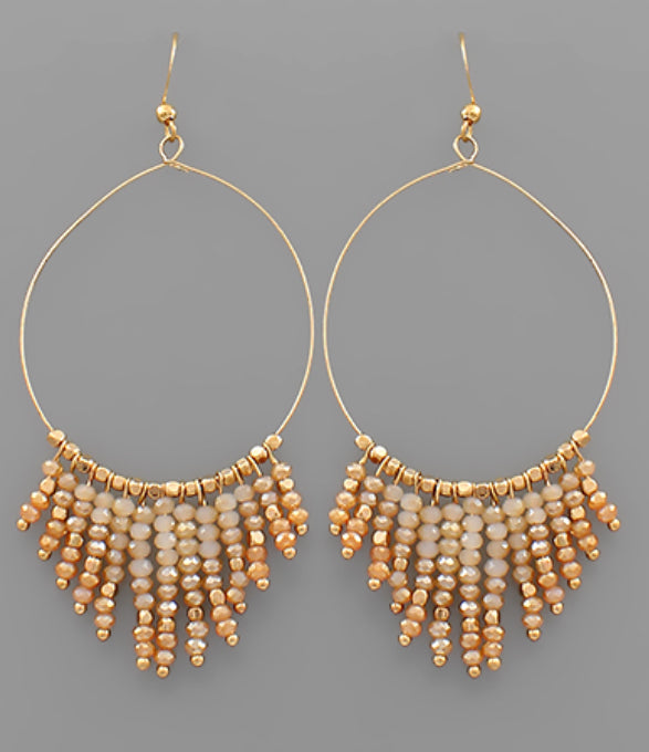 Bead Tassel Circle Earrings