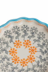 Orange and Grey Floral Tartelette Dish