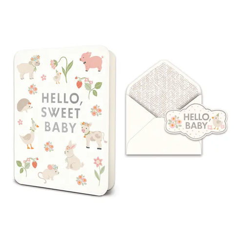 Hello, Sweet Baby Friends Deluxe Greeting Card
