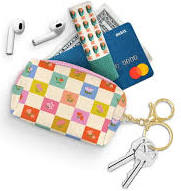 Checkerboard Blooms Key Chain Pouch