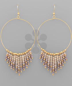 Bead Tassel Circle Earrings