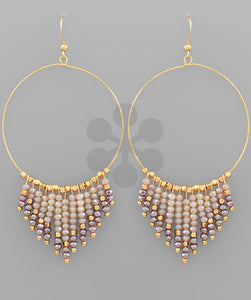 Bead Tassel Circle Earrings