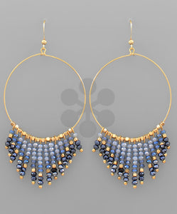 Bead Tassel Circle Earrings