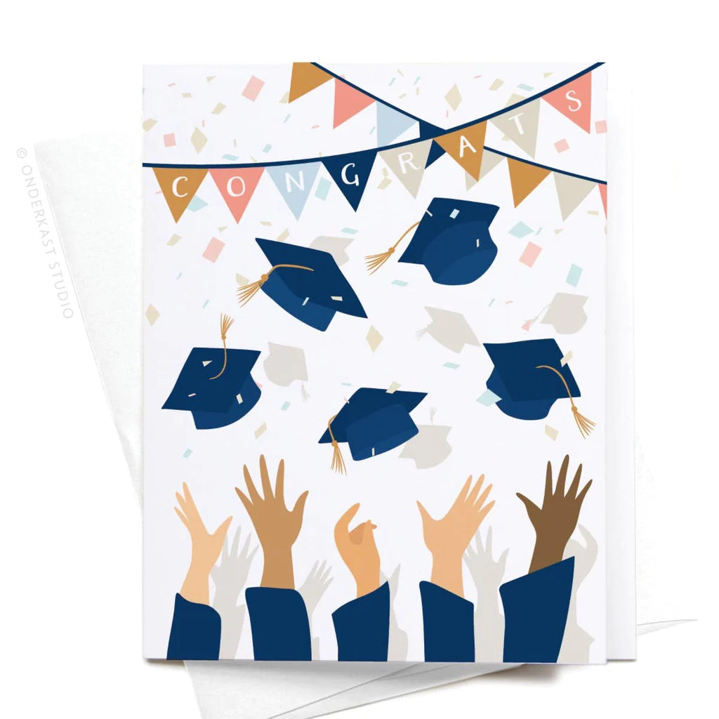 Congrats Graduation Caps Greeting Card (onderkast)