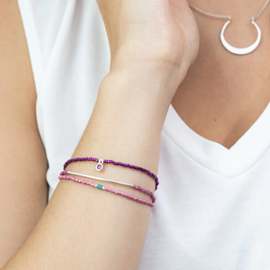 Fuchsia/Silver Tonal Chromacolor Miyuki Braclet Trio