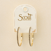 Greige/Gold Sparkle and Shine Sm Rhinestone Hoop Earring