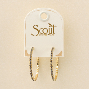 Greige/Gold Sparkle and Shine Sm Rhinestone Hoop Earring