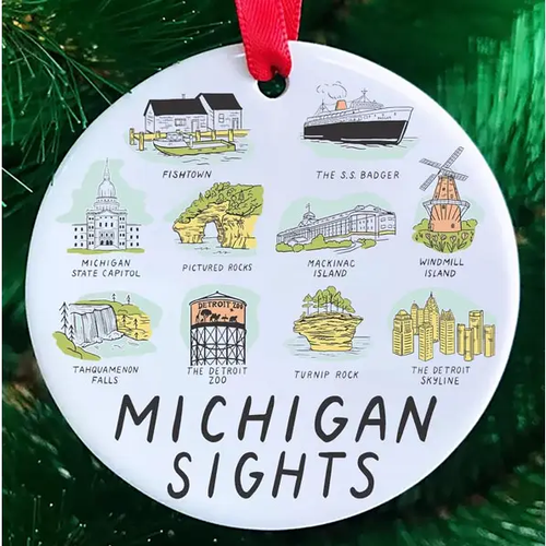 Michigan Sights Ceramic Ornament