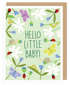 Ladybugs & Flowers New Baby Congratulations Card