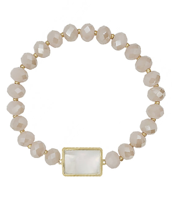Shell Rectangle Bead Bracelet