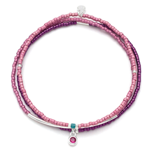 Fuchsia/Silver Tonal Chromacolor Miyuki Braclet Trio