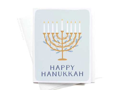 Happy Hanukkah Floral Menorah Greeting Card (onderkast)
