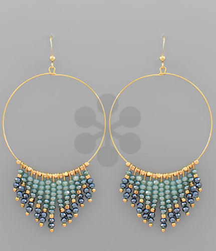 Bead Tassel Circle Earrings