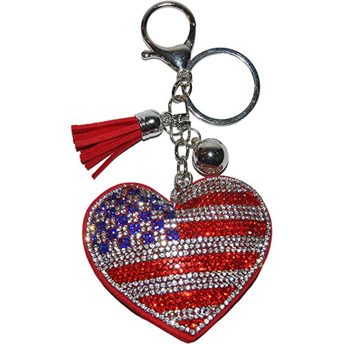 American Flag Heart Key Chain