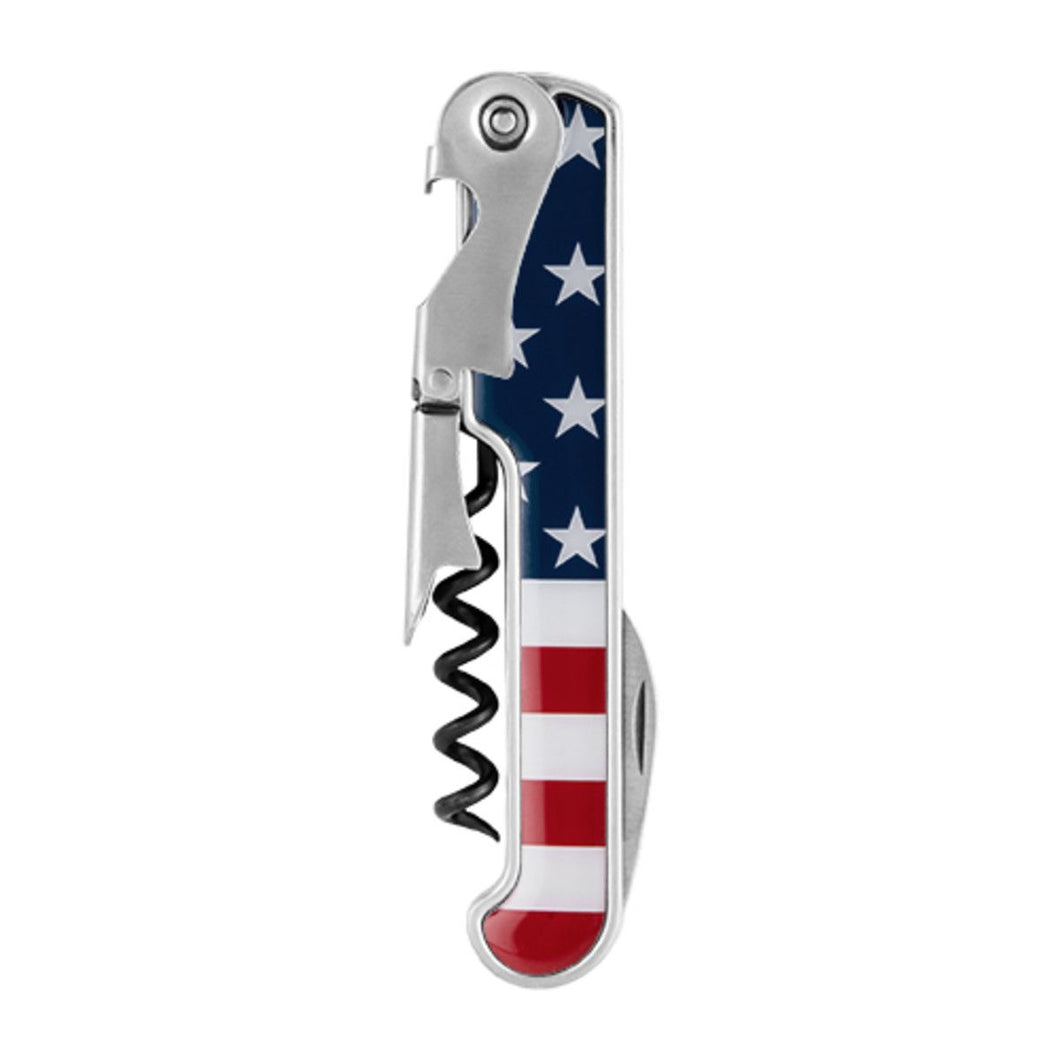 American Flag Stainless Steel Corkscrew