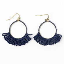 Navy Kendra Fringe Hoop Seed Bead Earring