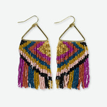 Paige Ascending Diamond Beaded Fringe Earrings Jewel Tone