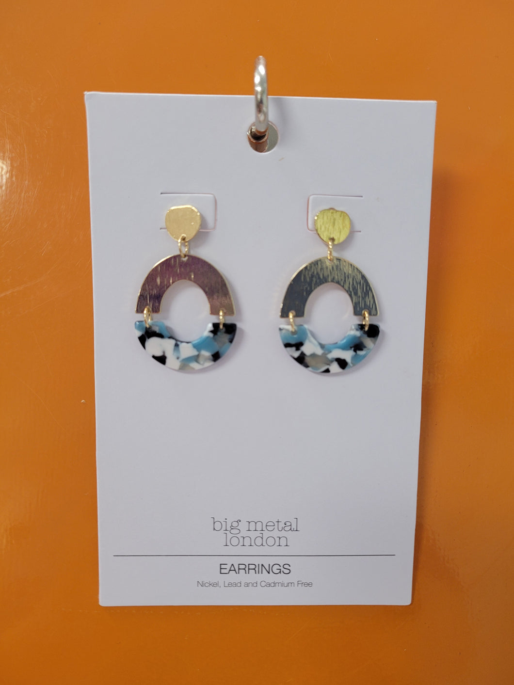 Erica Half Disc Metal and Resin Dangle Earrings