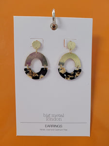Sophia Half Disc Metal and Resin Dangle Earrings