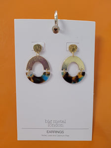 Sophia Half Disc Metal and Resin Dangle Earrings