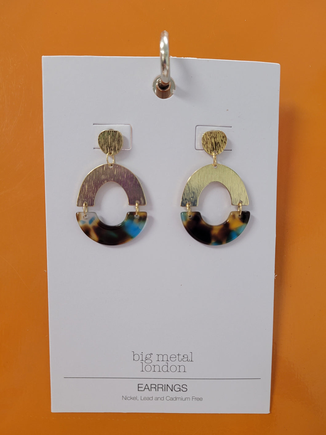 Sophia Half Disc Metal and Resin Dangle Earrings