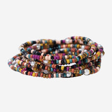 Sage Color Block Beaded 10 Strand Stretch Bracelets