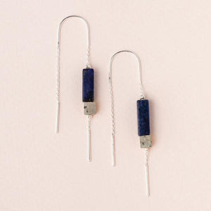Lapis and Silver Rectangle Stone Earring