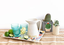 Happy Everything White Striped Flare Pitcher