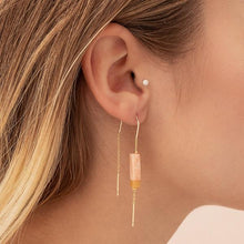 Rhodonite Silver Rectangle Stone Earring