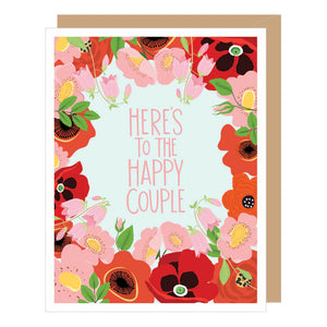 Floral Happy Couple Wedding + Engagement Greeting Card (Apartment)