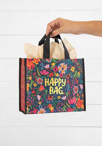 Medium Happy Bag - Teal Gold Floral