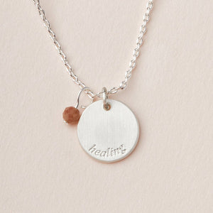 Silver and Tourmaline Stone Intention Charm Necklace