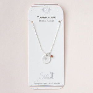 Silver and Tourmaline Stone Intention Charm Necklace