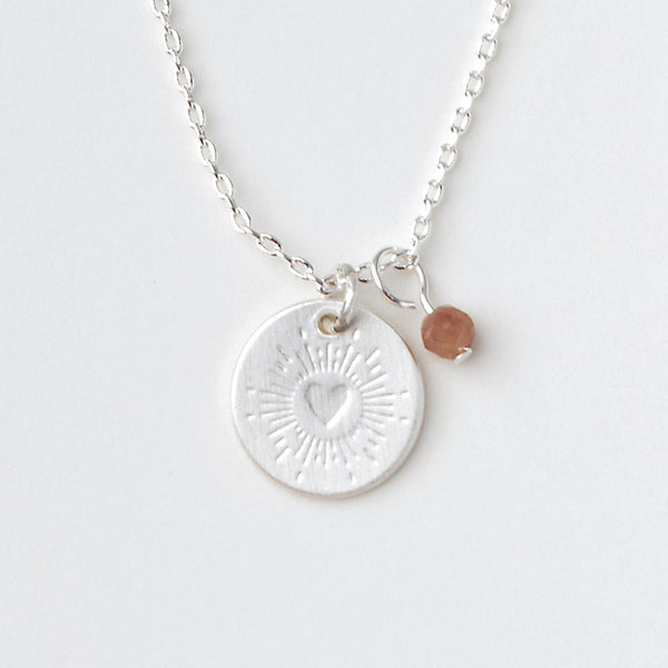 Silver and Tourmaline Stone Intention Charm Necklace