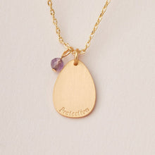 Gold and Amethyst Stone Intention Charm Necklace