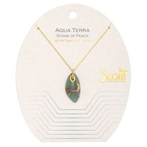 Aqua Terra and Gold Stone of Peace Organic Stone Necklace