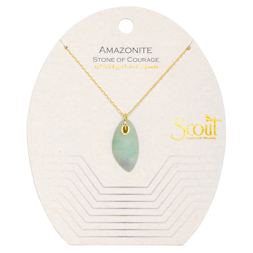 Amazonite and Gold Stone of Courage Organic Stone Necklace