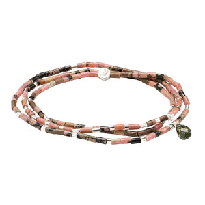Rhodonite, Pyrite and Silver Teardrop Stone Wrap Stone of Healing