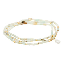 Amazonite, Howlite, and Gold Teardrop Stone Wrap Stone of Courage