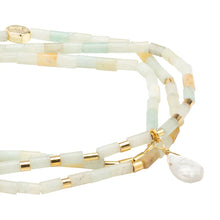 Amazonite, Howlite, and Gold Teardrop Stone Wrap Stone of Courage