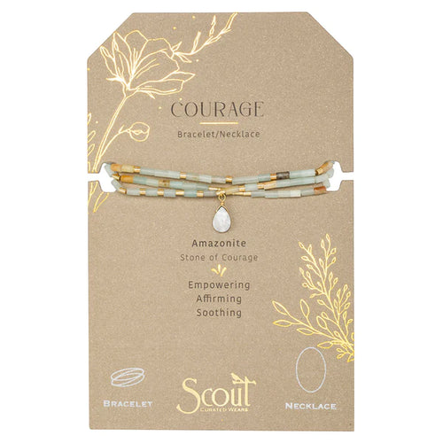 Amazonite, Howlite, and Gold Teardrop Stone Wrap Stone of Courage