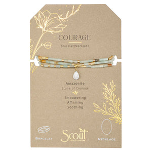 Amazonite, Howlite, and Gold Teardrop Stone Wrap Stone of Courage