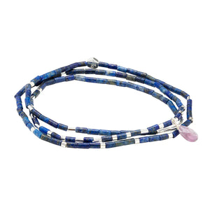 Lapis, Amethyst, and Silver Teardrop Stone Wrap Stone of Clarity