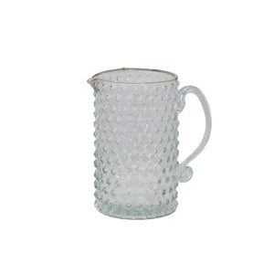 Hand-Blown Glass Hobnail Pitcher 42 oz