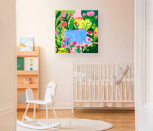 Elephant Garden 10 by 10 Canvas Wall Art