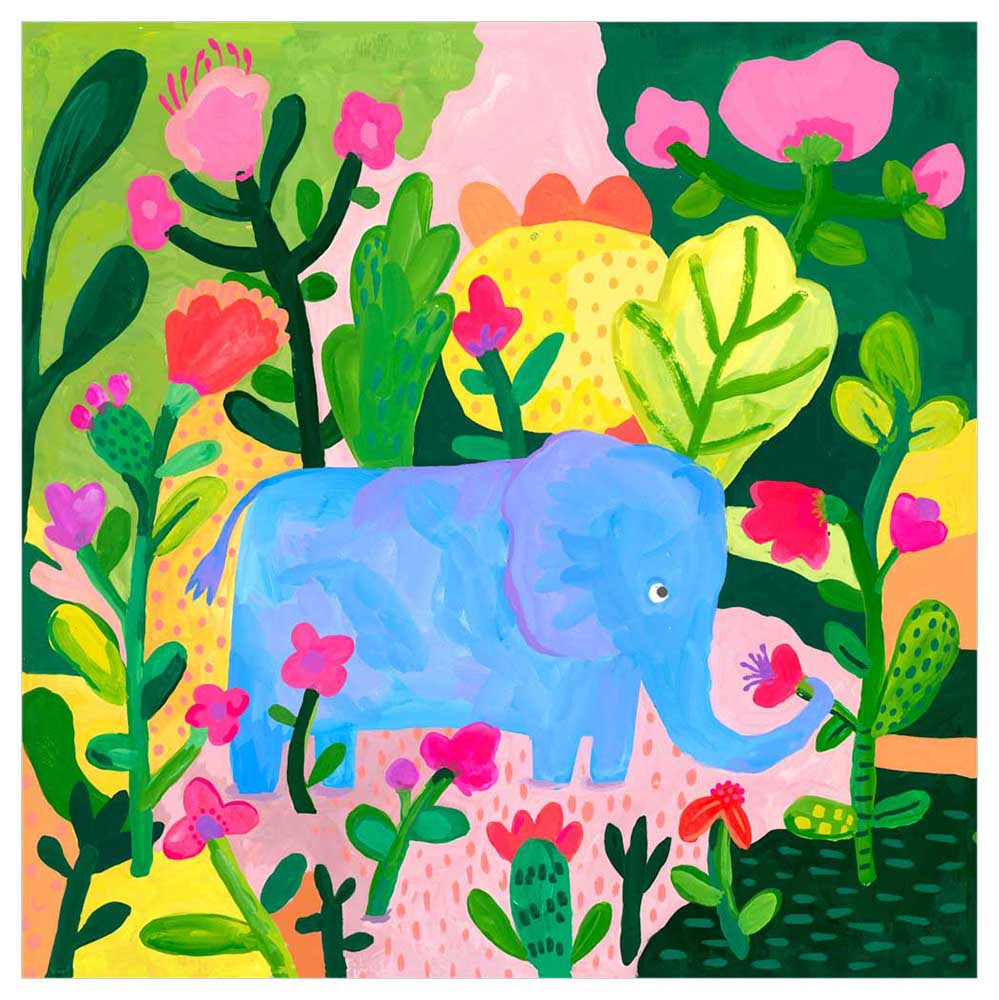 Elephant Garden 10 by 10 Canvas Wall Art