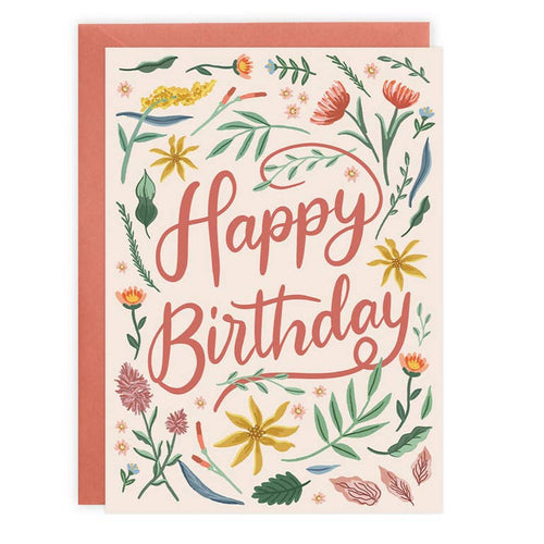 Pink Wildflower Birthday Greeting Card